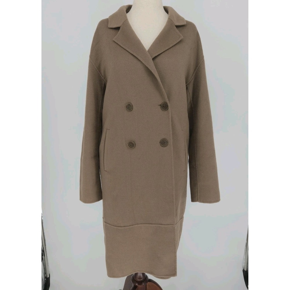 Splendid x Cella Jane Camel Wool Blend Coat Womens M Double Breasted Long Trench